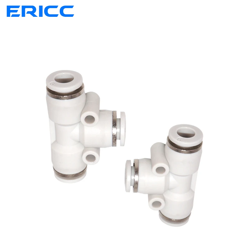 10pcs High Quality PE 3 Way T shaped Tee Pneumatic 4/6/8/10/12/14/16mm OD Hose Tube Push In Air Gas  Connector Adapters