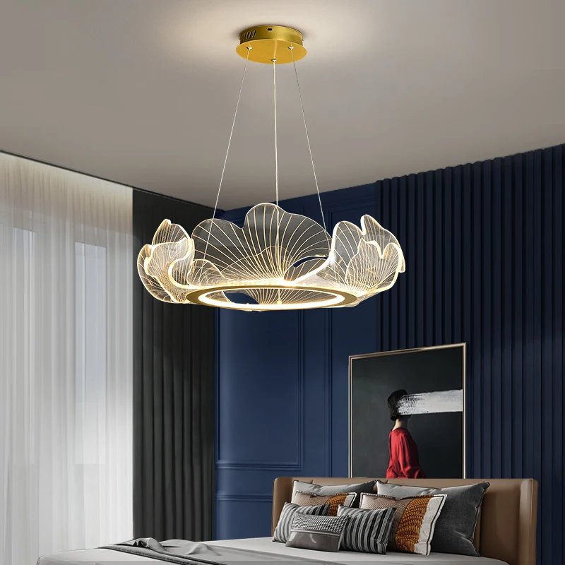 Postmodern light luxury living room chandelier modern minimalist dining room bedroom nordic lotus leaf lamp