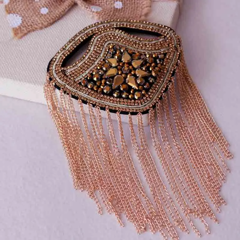 Suit Dress Shoulder Flower Jewelry Metal Diamond-Studded Costumes Tassel Epaulette Accessories Shoes Clothing Applique