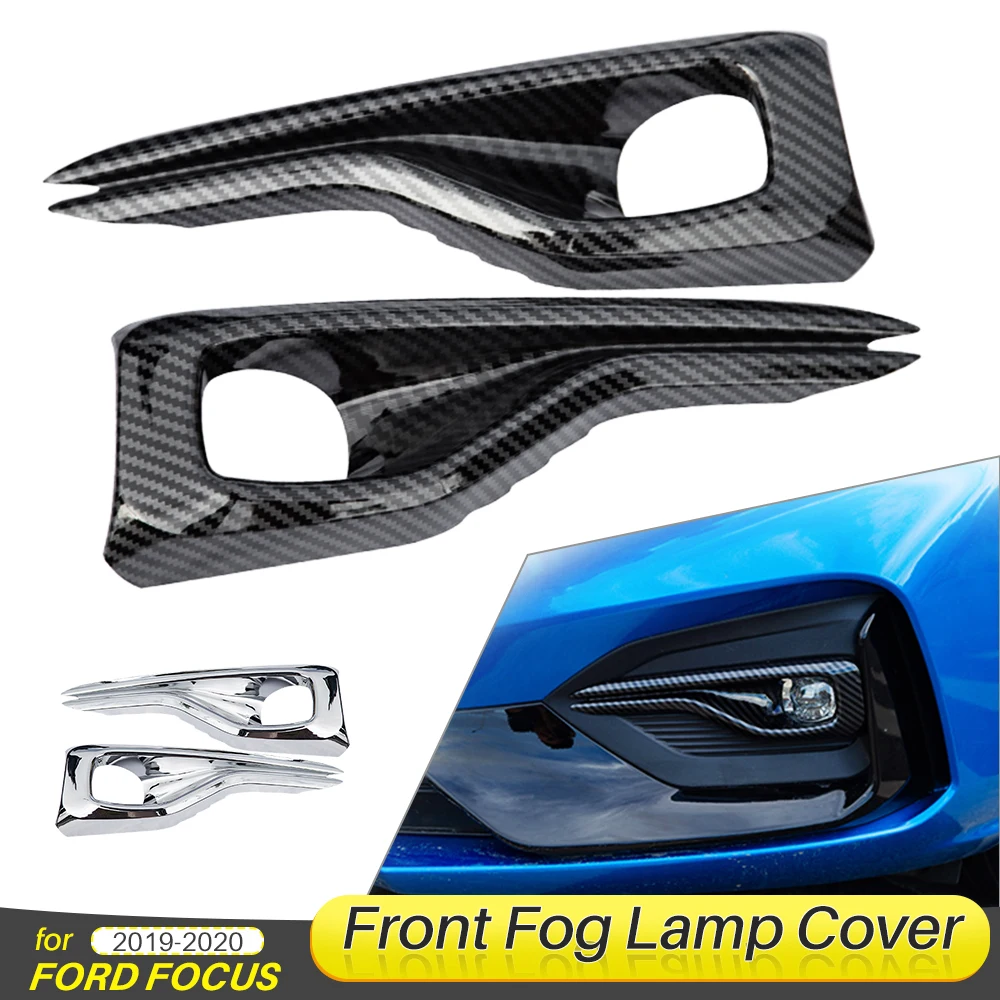 for Ford Focus MK4 Fog Light Cover Fog Lamp Eyebrow Trim Strips ABS Carbon Fiber style Chromium Styling Car Accessories 2019+