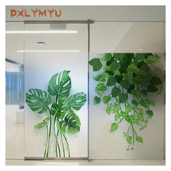 Customized PVC Glass Film Green Plants Pattern Frosted Non-adhesive Electrostatic Sticker Privacy Protection Stained Window Film