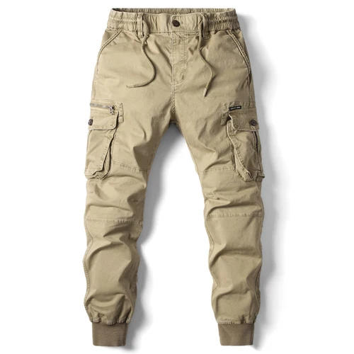 Imagen 2 del producto Pantalones Cargo para hombre, pantalones informales para correr, algodón, longitud completa, ropa de calle militar para hombre, pantalones de chándal tácticos de trabajo para hombre de talla grande