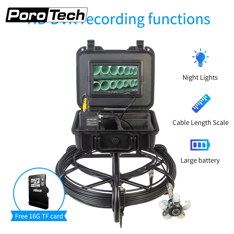 

7inch video camera endoscope pipeline inspection system wifi infrared video recorder 1200TVL 12LED underwater borescope camera