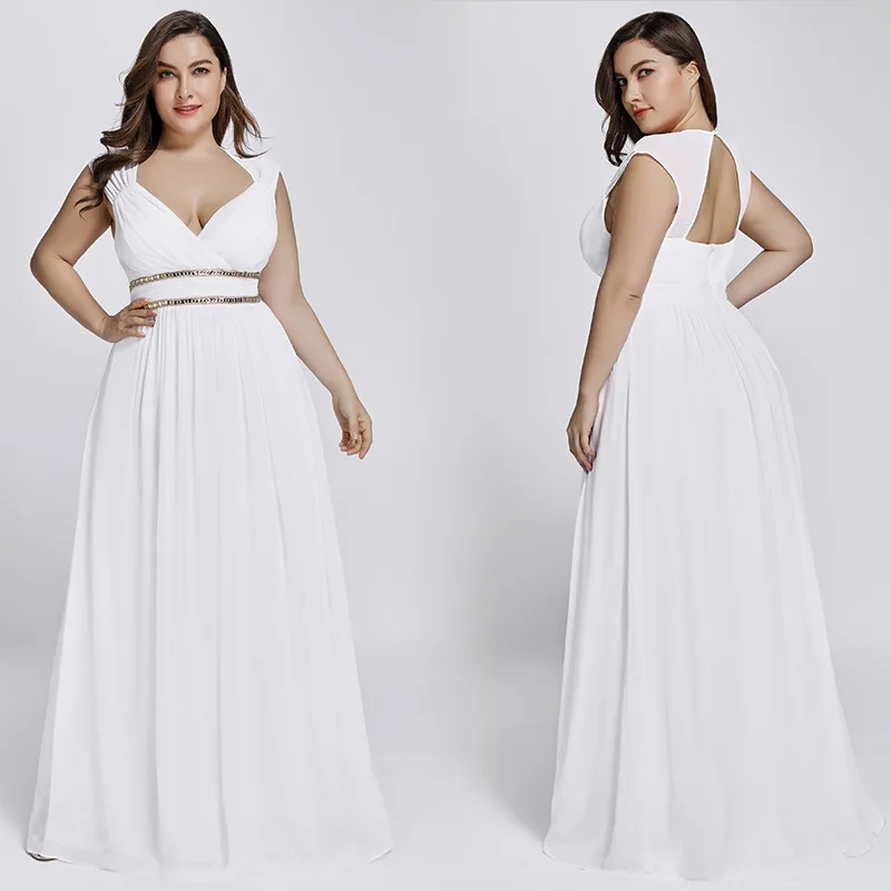 Vestidos de dama de honor con cuello en V de talla grande, vestidos sin mangas para banquete, vestidos de dama de honor, vestidos de tul de talla grande