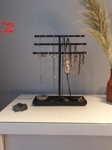 Fashion Earring Jewelry Display Rack Tray Metal Stud Necklace Bracelet Organizer Ornament T Bar Hanger Showcase Holder Stand