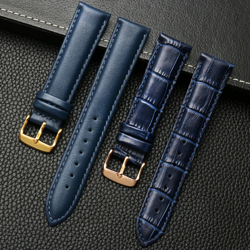 Genuine leather bracelet blue color watch strapfor citi-zen ro-ssini watchband14 16 18 20mm 21 22mm 23mm watch bandwholesale