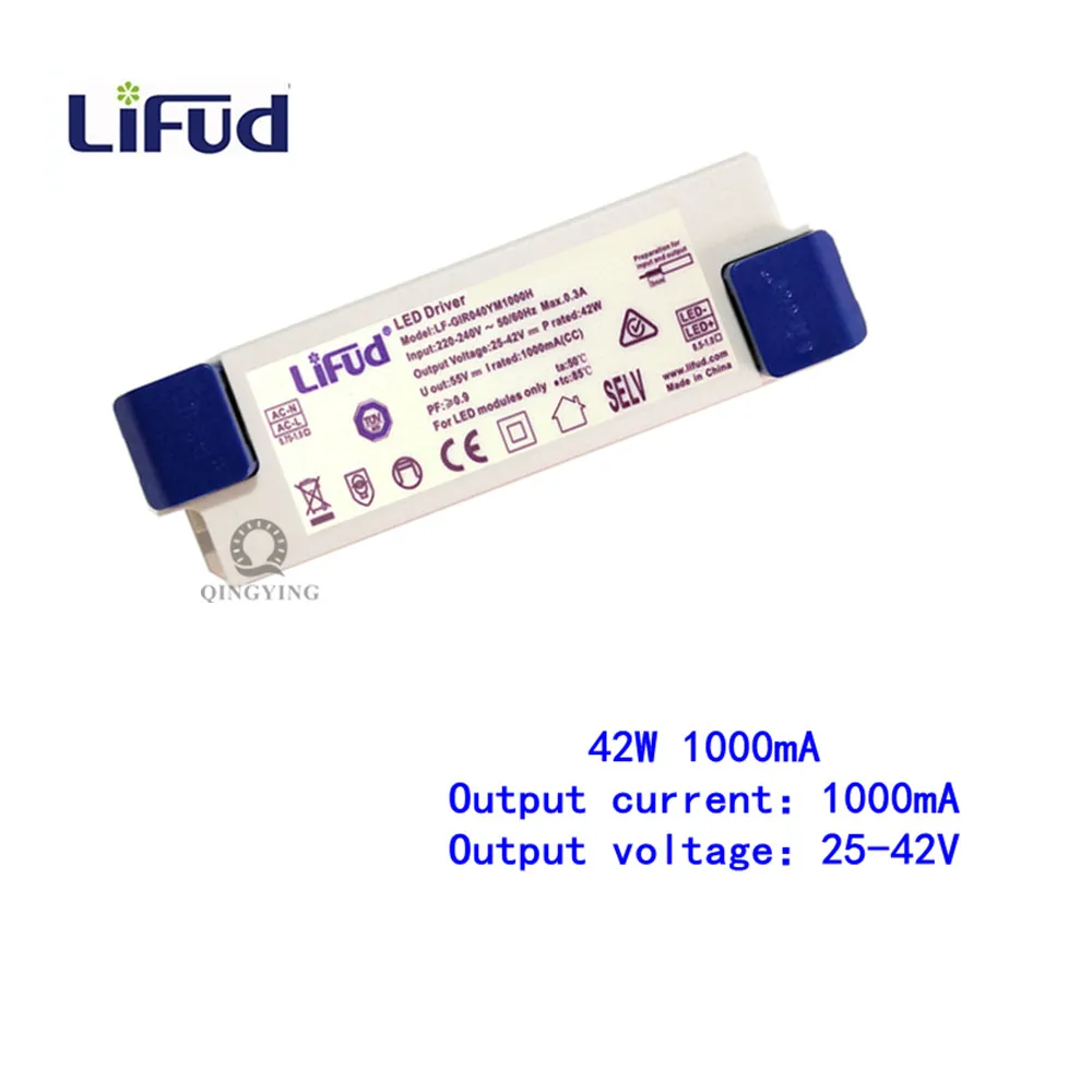 

Lifud LED Driver 42W 1000mA DC 25-42V AC220-240V LF-GIR040YM1000H Transformer LED Driver Panel for Class II LED Luminaire