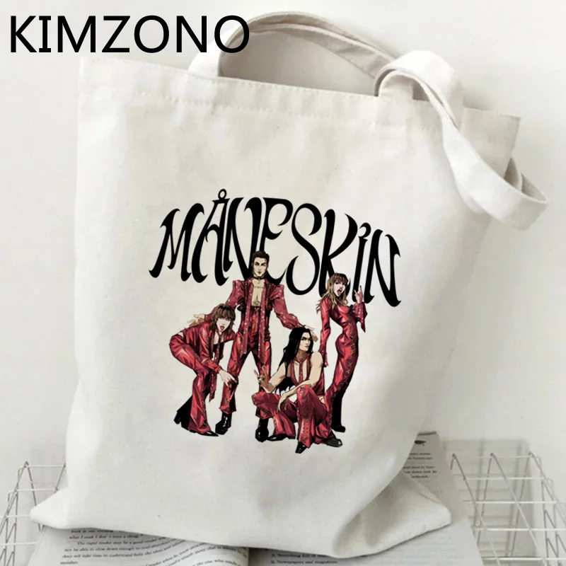 Bolsa de compras de couro maneskin, bolsa de compras reutilizável, tipo sacola de viagem