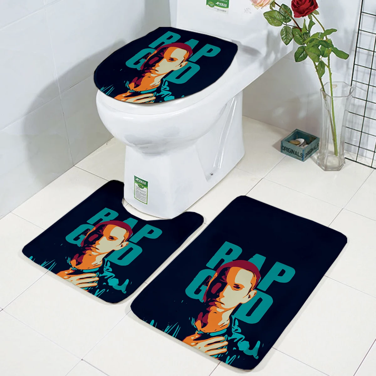 Angel Wing Pattern 3D printed Bathroom Pedestal Rug Lid Toilet Cover Bath Mat Set drop shipping style-3