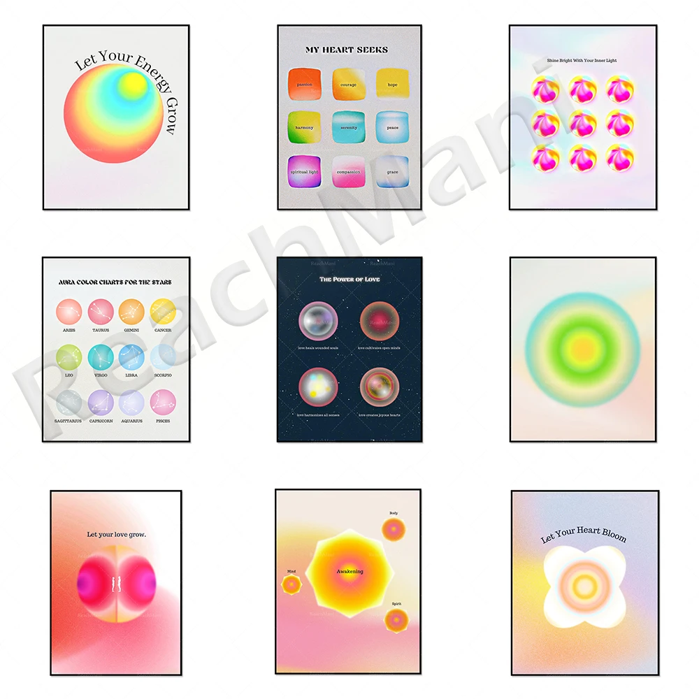 

Hot sale halo abstract psychedelic gradient energy spirit wall art canvas painting Nordic posters and prints living room decorat