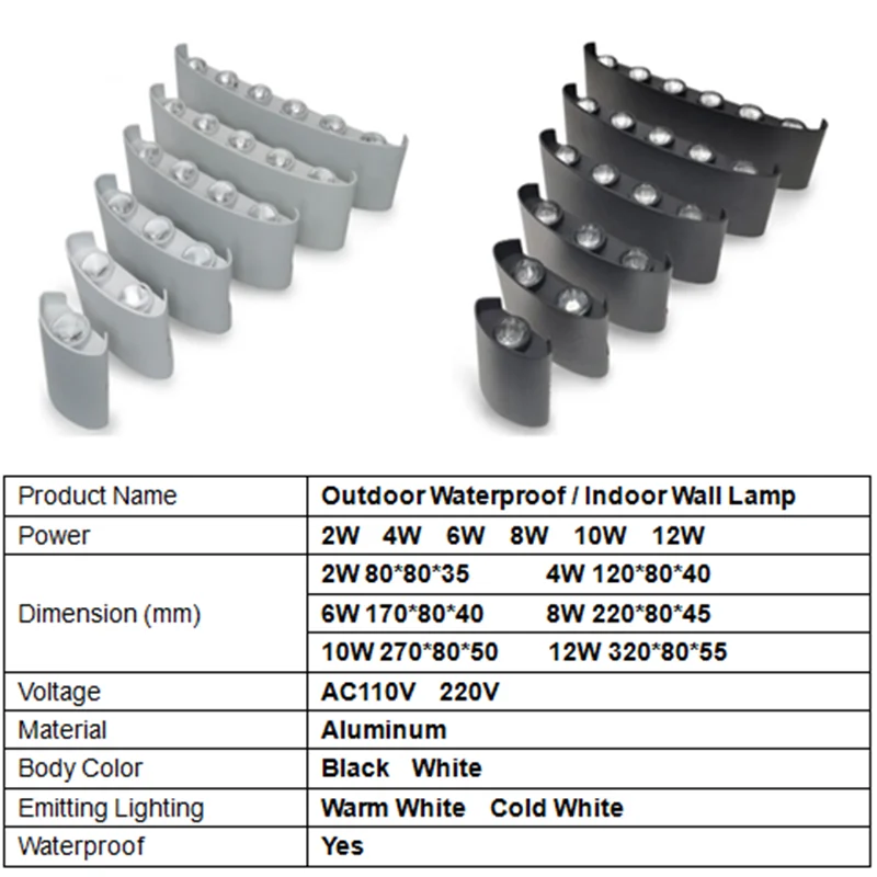 Aluminium LED Wandleuchte 6W 8W Im Freien Wasserdichte Garten Hof Veranda Licht Wandleuchte Balkon Korridor Schwarz Wandleuchte AC85-265V