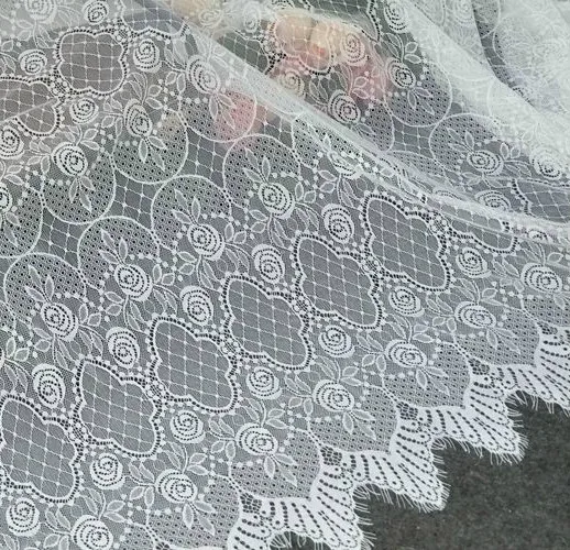 New French Embroidered Unilateral Eyelash Lace Fabric DIY Clothing Accessories Home Fabric Material