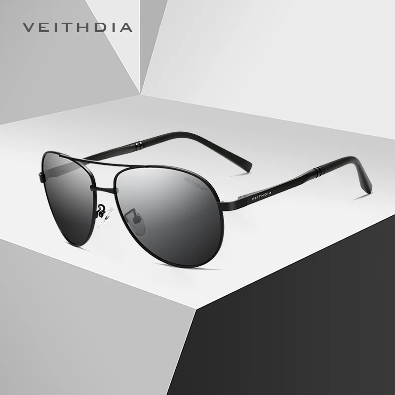 VEITHDIA Brand Designer Vintage Men Sunglasses Classic Pilot Polarized UV400 Lens Fishing Sun Glasses Driving For Male 1306