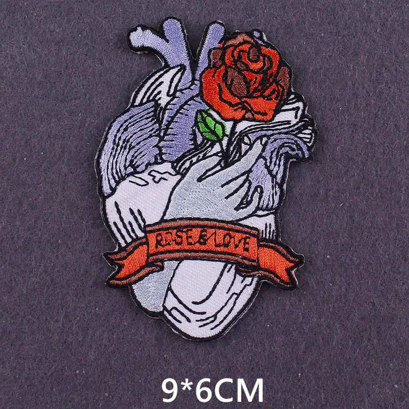 Pulaqi Edelstein-Herz-gestickte Aufnäher für Jacken, Kleidung, Aufkleber, Abzeichen, rotes Herz, Hippie-Streifen, Applikation, Aufnäher zum Aufbügeln – Detail 15