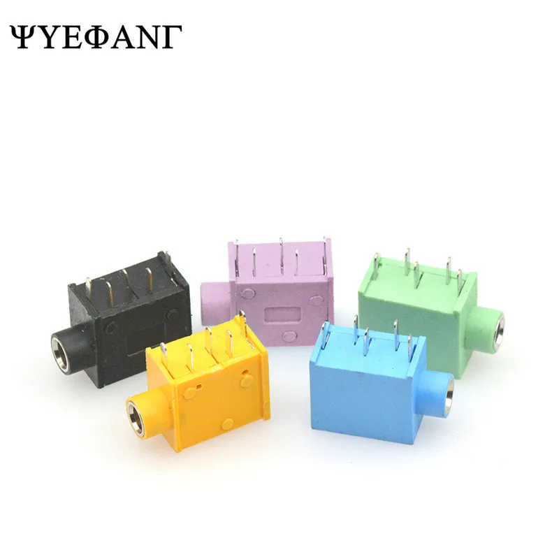 5Pcs PJ-325 3.5 mm Headphone Jack PJ325 3.5mm 5Pin Stereo Female Socket Audio Earphone Connector Blue/Black/Pink/Green/Yellow