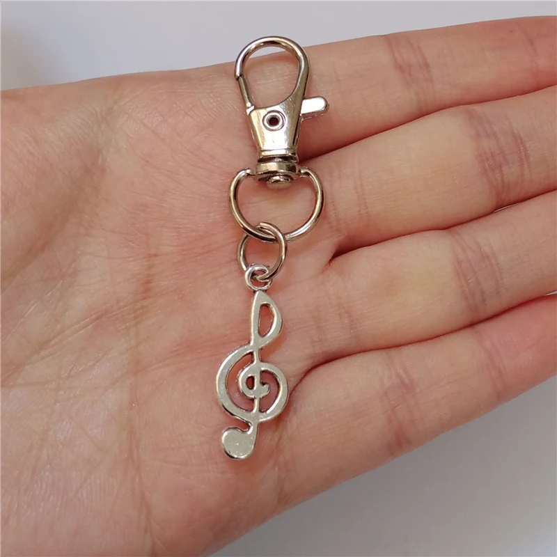 Music Note Keychain, Music Jewelry, Antique Silver Color Charm Keychain, Symbol Key Ring, Gift for Woman, Creative Cute Keychain