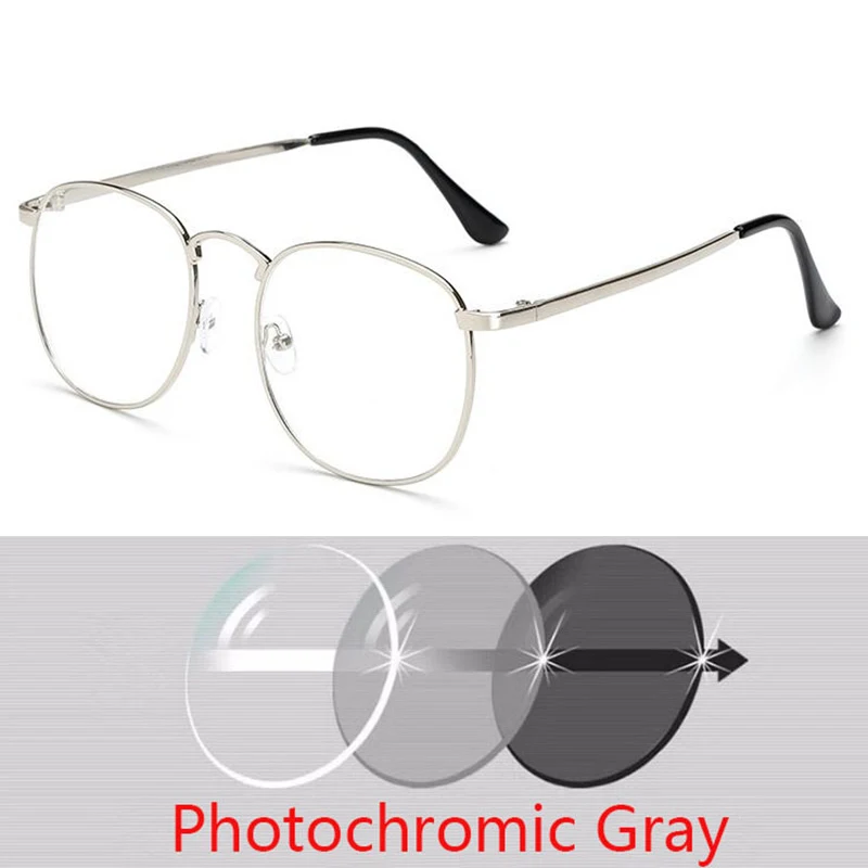 Diopter SPH 0 -0.5 -1 -1.5 -2 -2.5 -3 -3.5 -4 -4.5 Finished myopia glasses Oversize Metal Frame prescription glasses