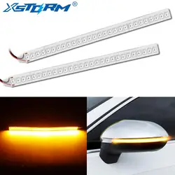 2Pcs Universal Car Rearview Mirror Turn Signal Lights Indicator Lamp Streamer Strip Flowing Dynamic Flexible Side Light Amber