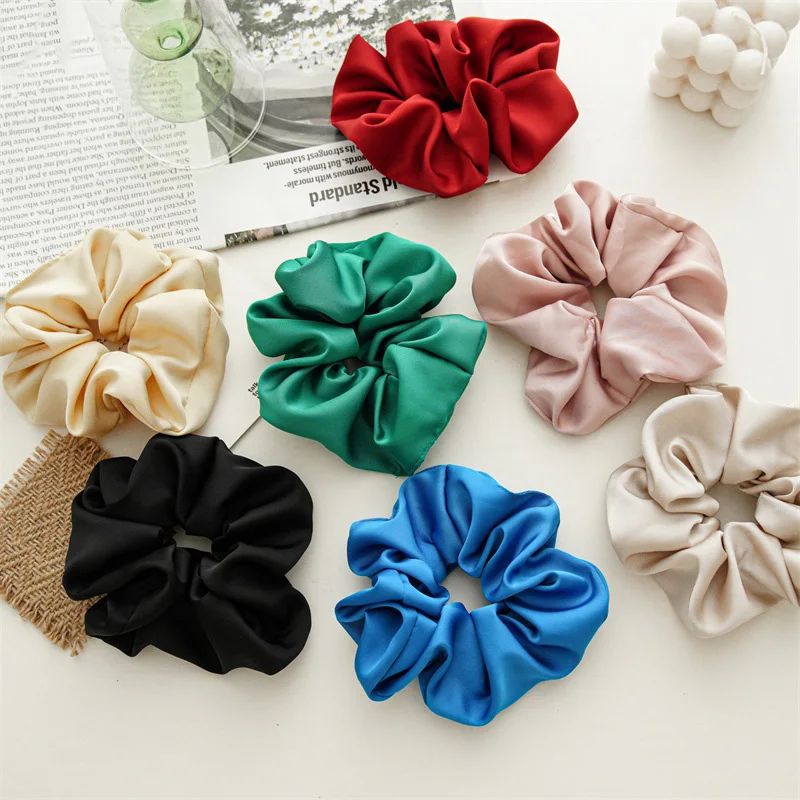 

Ruoshui Woman Girls Solid Satin Scrunchies Rubber Band Women Hair Accessories Ponytail Holders Rubber Band Hair Ties