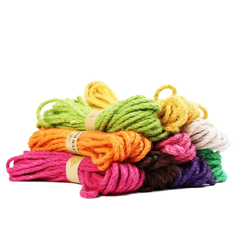 2yard 6mm Colored braided hemp rope DIY Wedding Birthday Wedding Decoration Rattan Gift Bouquet Packaging Rope JJ296