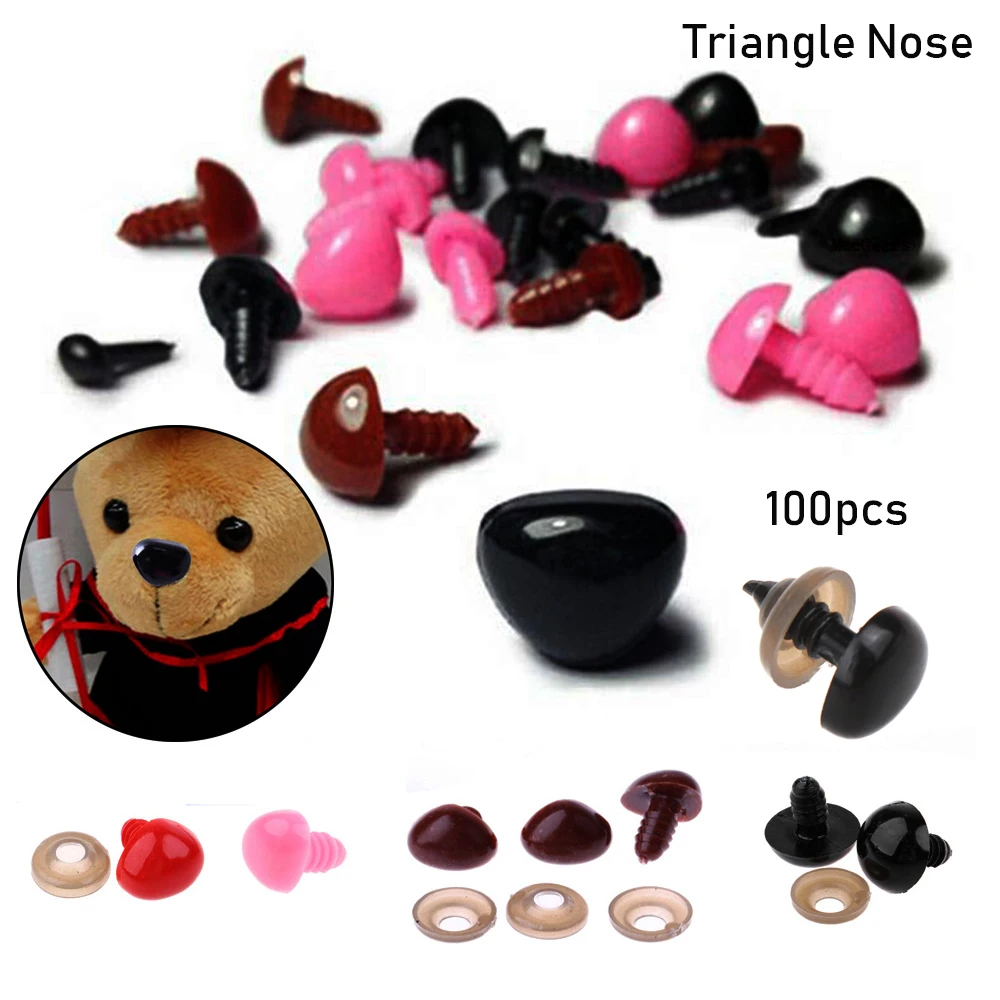 100Pcs/Pack Triangle Toys Noses Toys Bear Plastic Crafts Safety Nose For Plush Dolls  DIY Doll Parts Accessories