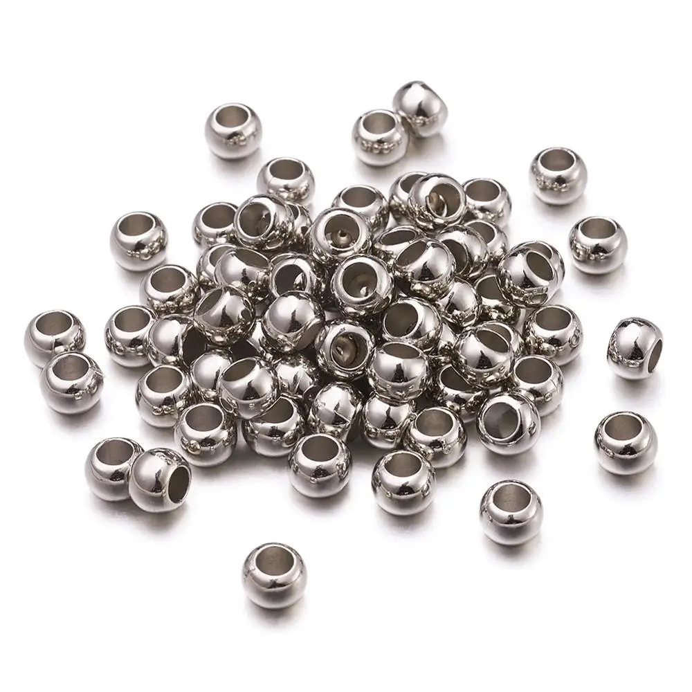 2000pcs Flat Round CCB Acrylic Beads Large Hole Scarf Beads Nickel Color about 5mm long, 7mm wide, hole: 4mm