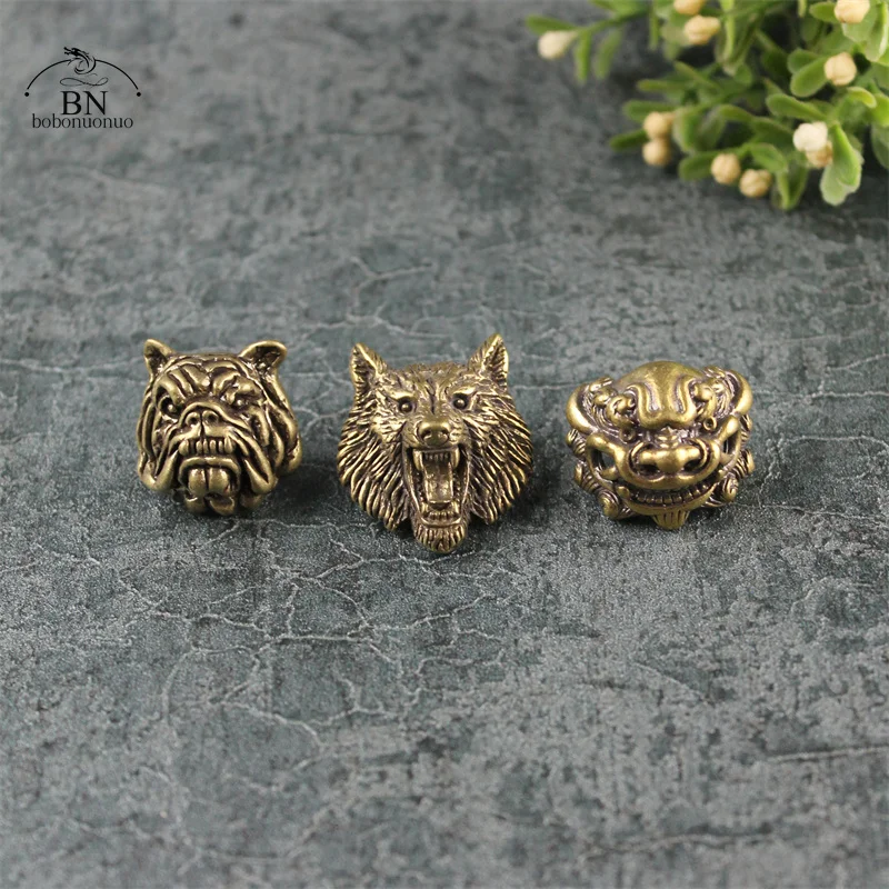 Pure Brass Wolf Head Decorative Buckle Retro Fashion Wallet Rivet Button DIY Leather Bag Backpack Belt Screw Buckles Accessories