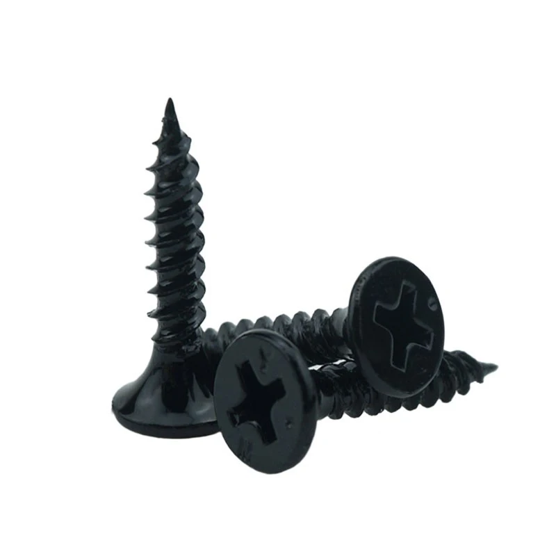 M3.5 20pcs Flat Head Self-tapping Screws Hard Black Cross Ash Phosphorus Drywall Screw With Bugle Head Wood Screw