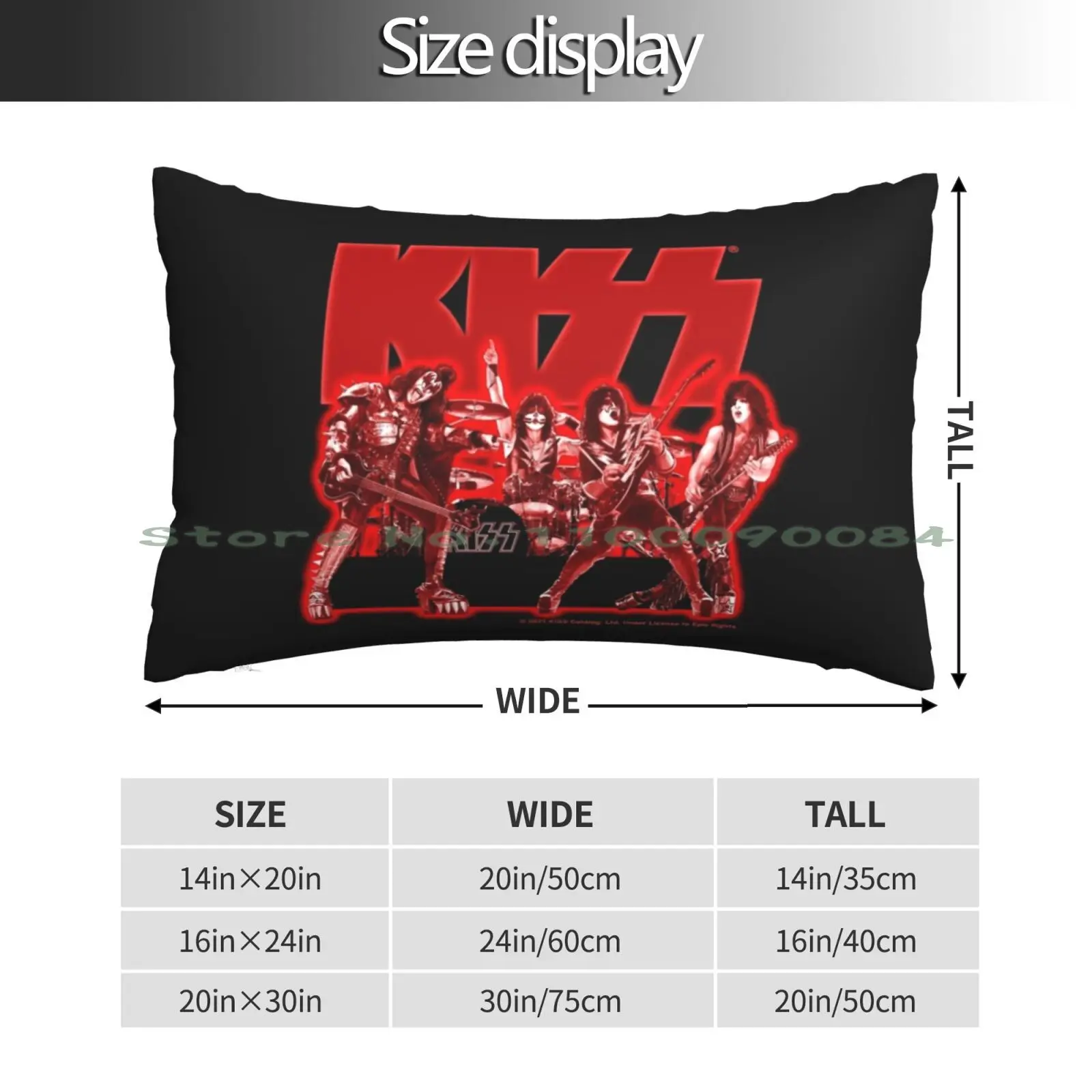 Kiss The Band In A Red Glow , Burning Up The Live Stage Pillow Case 20x30 50*75 Sofa Bedroom Belle Delphine Meme Belle Delphine