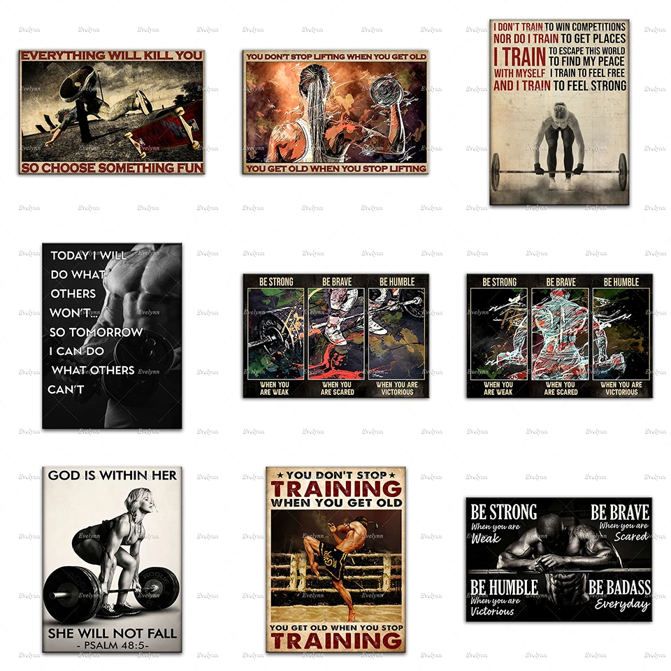 Bodybuilding Movement Fitness Weightlifting Girl Retro Poster Wall Art Prints Home Decor Canvas Painting Living Room Cuadros