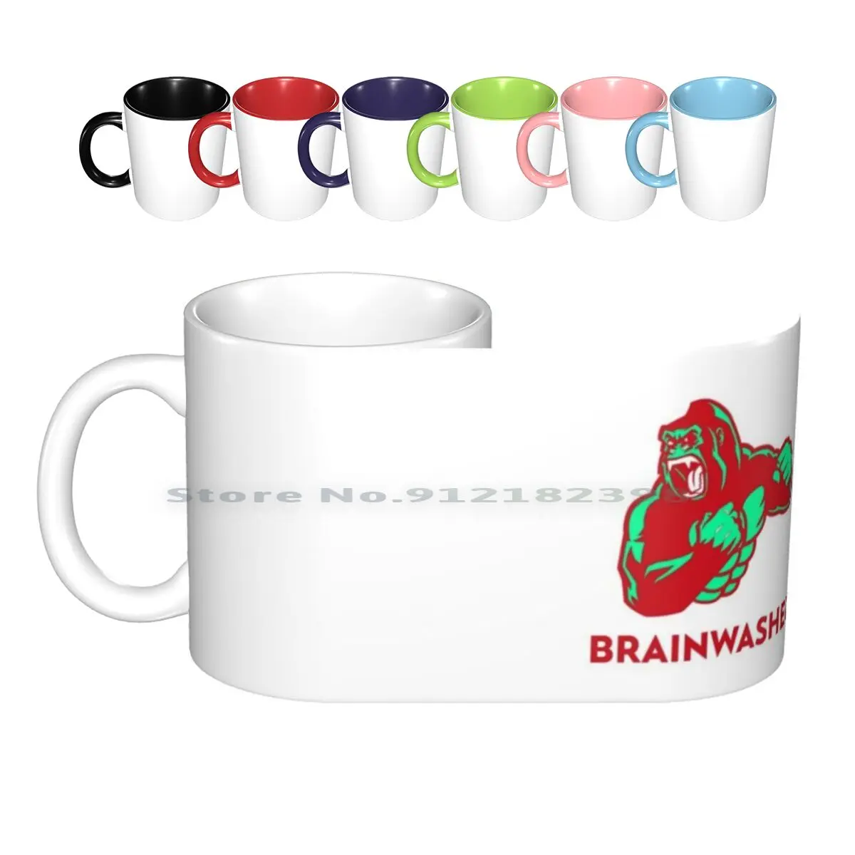 Brainwashed Red African Gorilla Ceramic Mugs Coffee Cups Milk Tea Mug New Age Psychedelic Pop Art Vaniniluxury Luxury