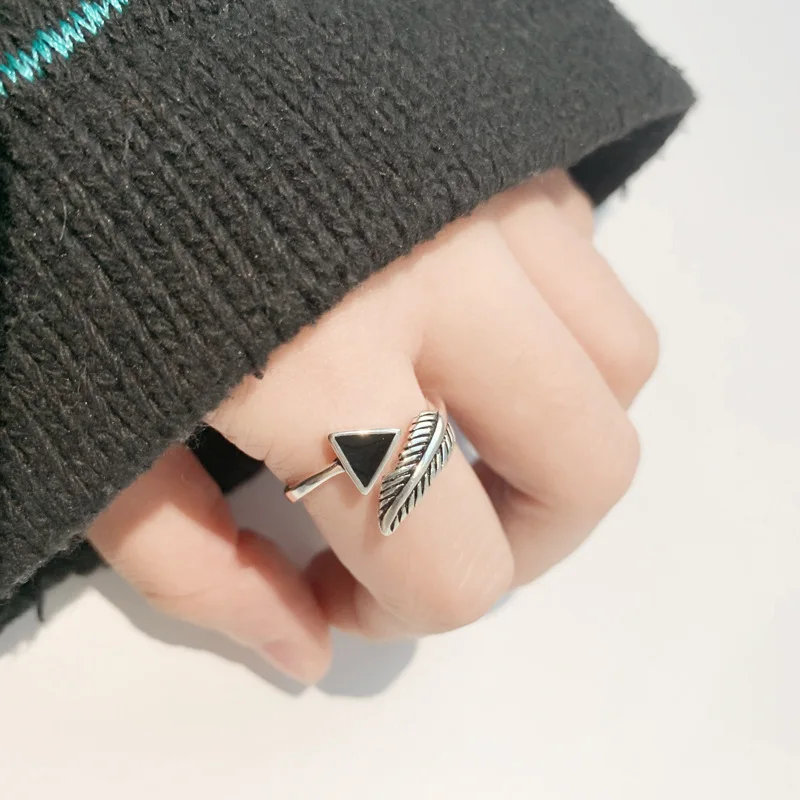 Punk Black Triangle Rings For Women Girls Fashion Irregular Finger Rings Gift 2021 Female Jewelry Party