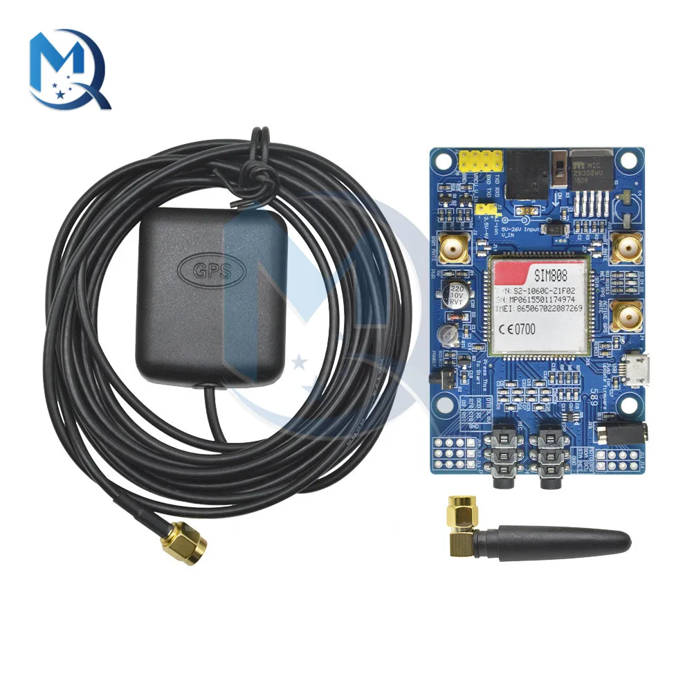 SIM808 Moudle with Antenna 5-26V DC044 interface GSM GPRS GPS Development Bureau SMAW/ GPS Antenna for Arduino