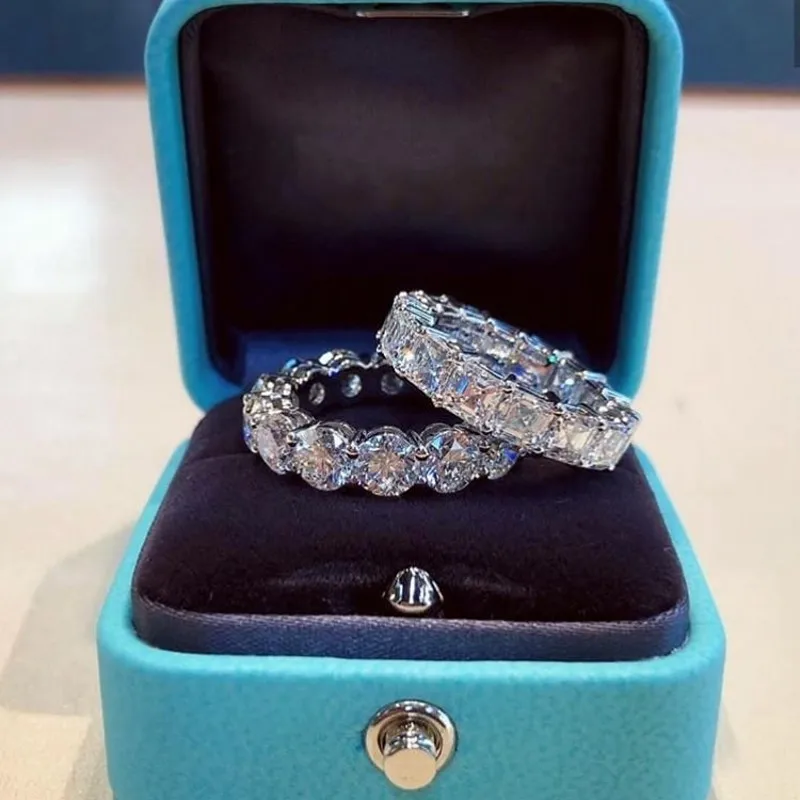 

2020 Eternity Lab Diamond cz Ring 925 sterling silver Bijou Engagement Wedding band Rings for Women men Fine Party Jewelry Gift