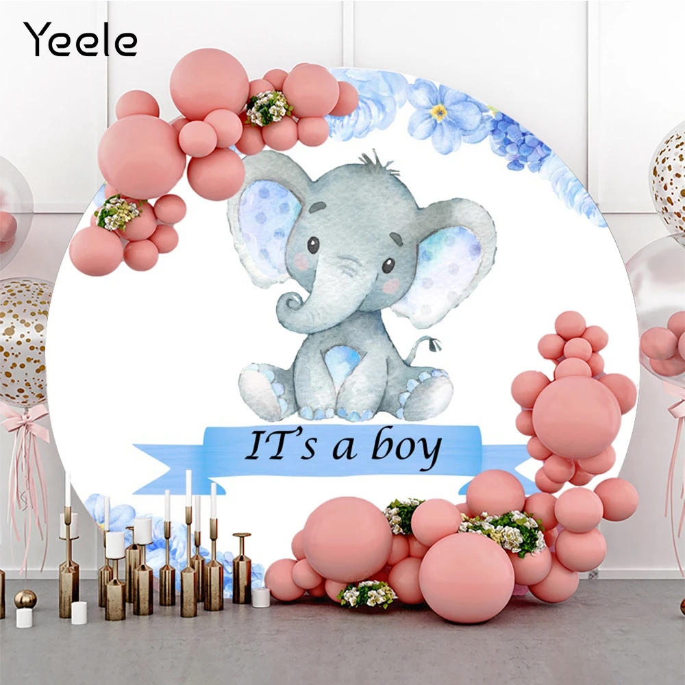 

Yeele со слоном для мальчиков новорожденных круглый фон Baby Shower круг для вечеринки в стиле сафари фон для фотосъемки с изображением Пользовательский спрос полиэстер аксессуары для фотостудий