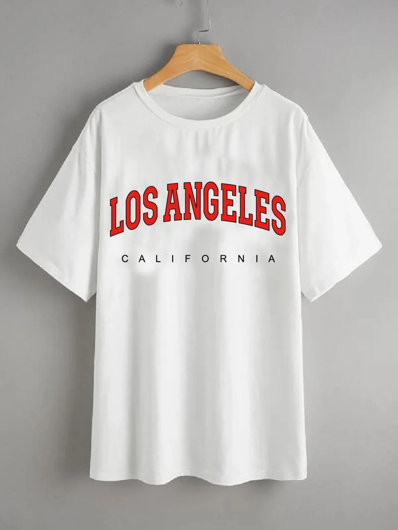 Los Angeles California Painting Women Tumblr Fashion Cute T-Shirt Summer Casual Short Sleeves Printed Tee