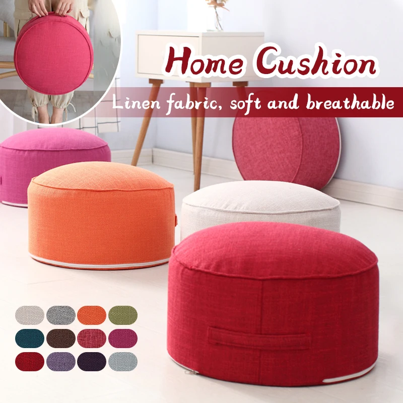 Tea Ceremony Floor Poufs With Fillings Cotton Linen Tatami Footstool Ottoman Thicken Meditation Cushion Yoga Round Cushion Futon