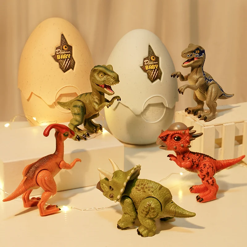 Children's hatching dinosaur egg toy triangle tyrannosaurus model set for boys and girls simulation animals for New Year gifts