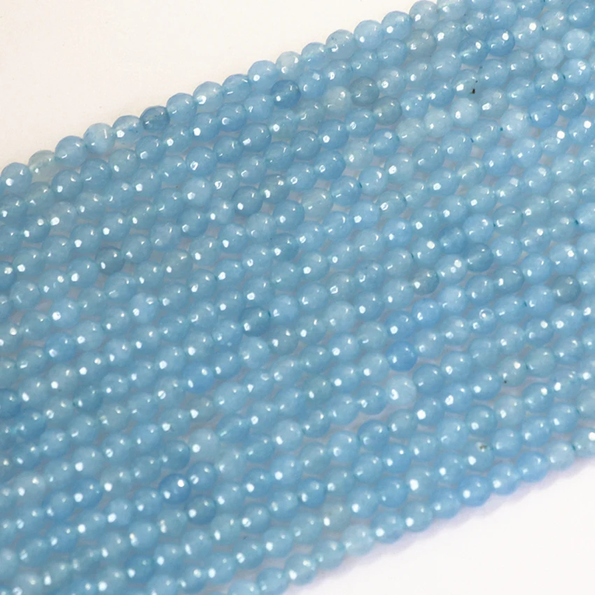 14 color natural stone 4mm 6mm 8mm 10mm 12mm faceted round dyed jades chalcedony loose beads diy jewelry making 15inch B01