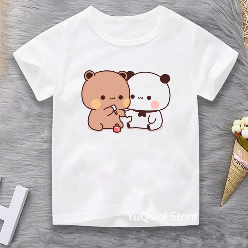 

Harajuku Kawaii Anime Cartoon Couple Bears/Cat Print Tshirt Cute Boys T Shirts Summer Girls Clothes Kids Clothing Child T-Shirts