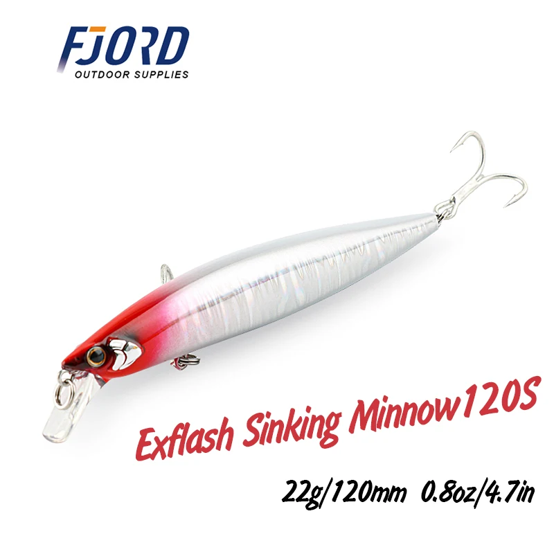 

FJORD 120mm 22g Sinking Minnow Lure Fake Baits Trout Bass Catfish Carp Fishing Accessories Tungsten All for Fishing Tackle Sea