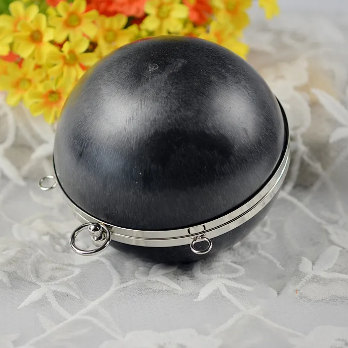 18 cm round shape metal box clutches with black plastic surface diy handbag accessories metal bag frames evening bags box frame