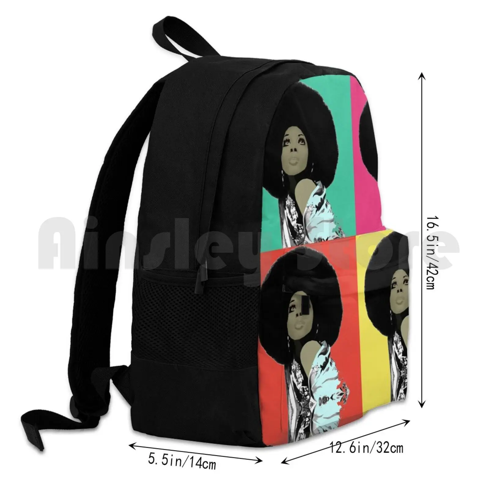 Diana Outdoor Wandelrugzak Waterdichte Camping Reizen Diana Ross Afro Zwarte Vrouwen Diva Pop Art Celebrity Jaren 70 Vintage Disco