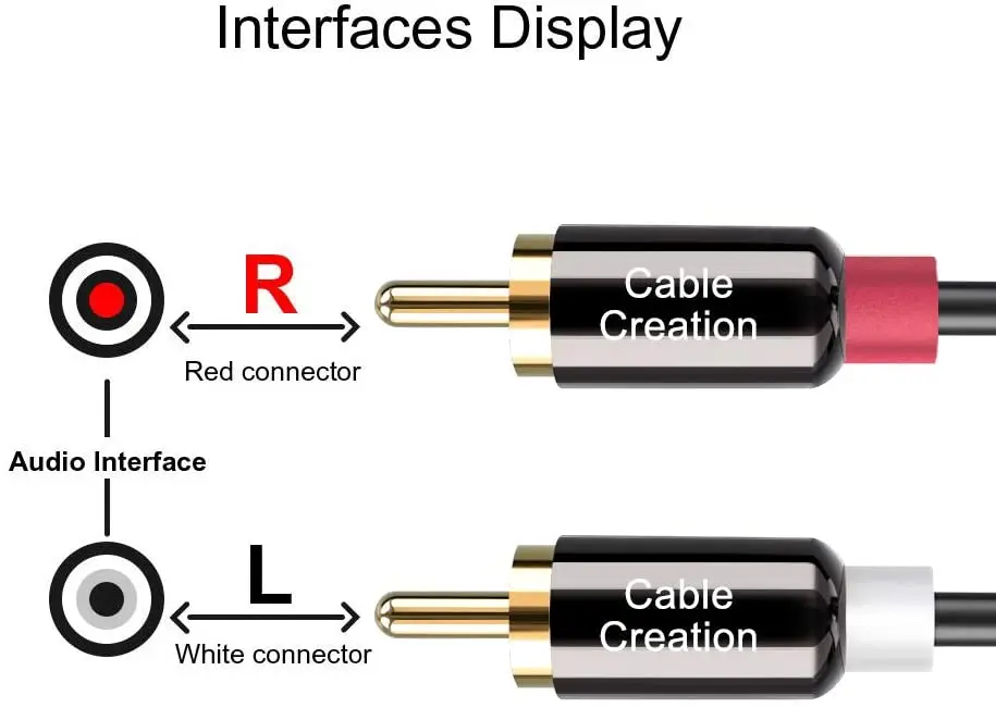 كابل RCA ، 2RCA ذكر إلى 2RCA ستيريو كابل الصوت مطلية بالذهب متوافق مع المتكلم ، القرص الدوار ، استقبال مضخم الصوت ، محمية مزدوجة