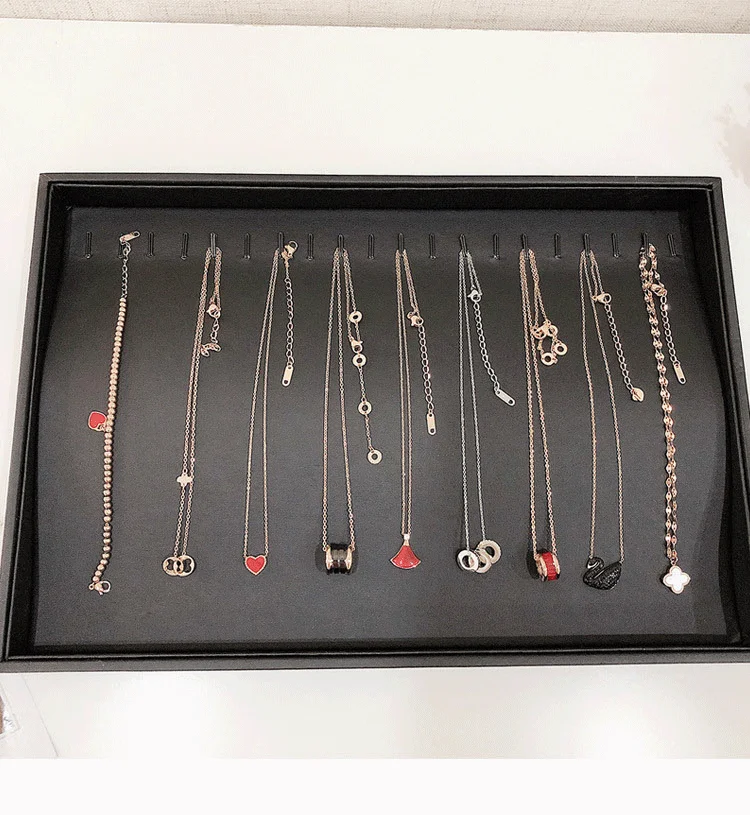 Black PU Leather Jewelry Display Jewelry Organizer Hairpin Storage Box Necklace Ring Earring Holder Jewelry Tray Series