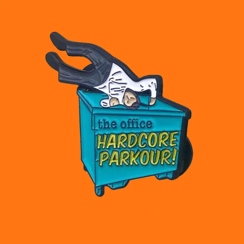 The Office Hardcore Parkour Enamel Pins Funny Metal Cartoon Brooch Backpack Hat Bag Collar Lapel Badge Men Women Fashion Jewelry