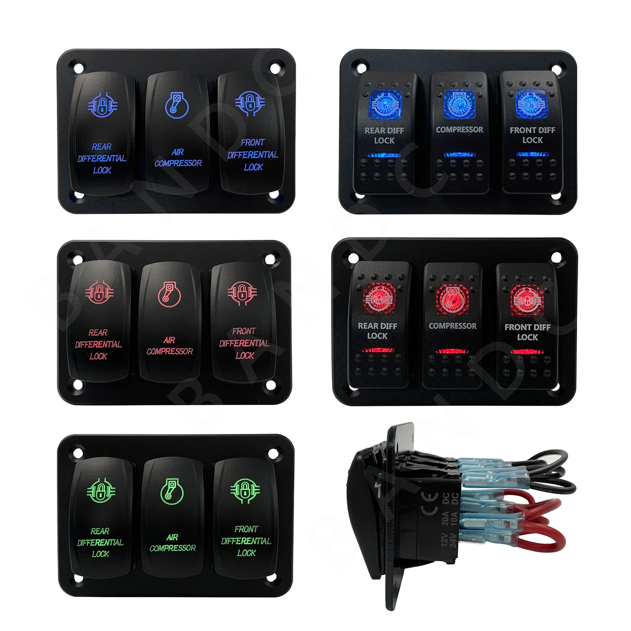 

3 Way Pre-built ON-OFF Led Rocker Switch Panel for Car Off Road Vehicle Caravan Van SUV FRONT REAR DIFFERENTIAL LOCK COMPRESSOR