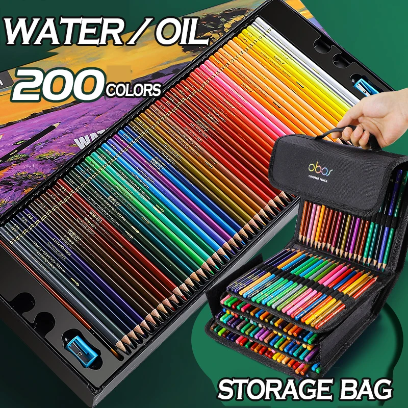 48/72/120/150/200 Professional Oil Color Pencil Set Watercolor Drawing colored pencils with Storage Bag coloured pencils kids