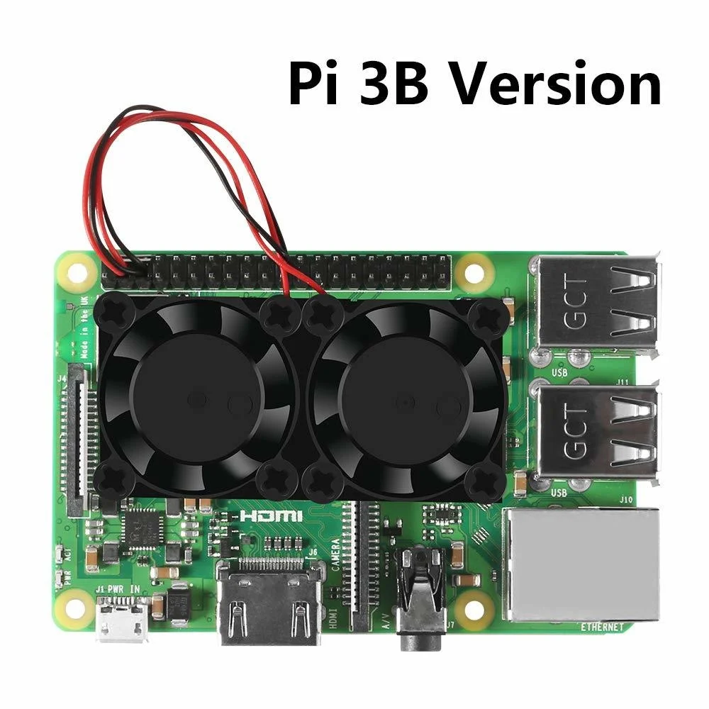 1Pcs For Raspberry Pi Dual Cooling Fan with Thermal Conductive Adhesive Tape and Heat Sink for Raspberry Pi 3 2 Model B B+