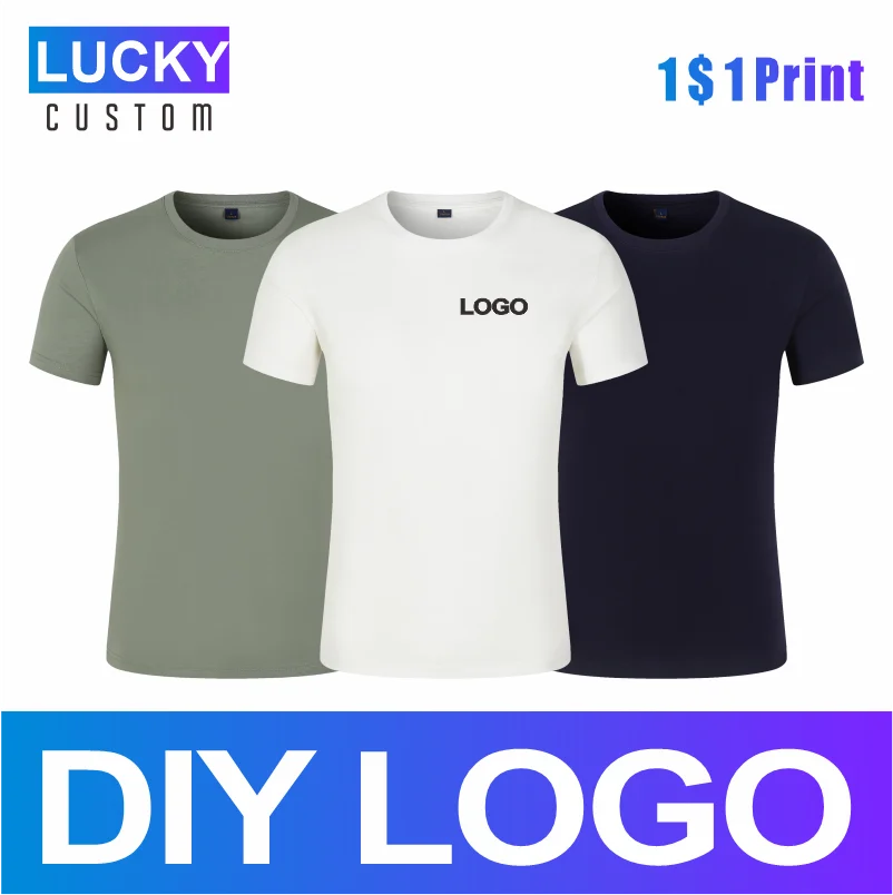 Men's 100% Cotton T-shirt All-match Solid Color Blouse Mass Customization Printing Embroidery Logo Short Sleeves